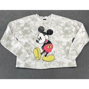 Disney Mickey Mouse Sweatshirt Women XS Tie Dye Gray Graphic Cozy Cute Casual‎